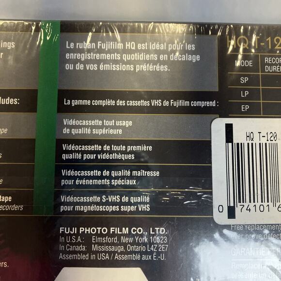 NEW Sealed Fuji Fujifilm HQ120 5-Pack Blank‎ VHS Video Tapes 6 Hour High Quality - Picture 8 of 9